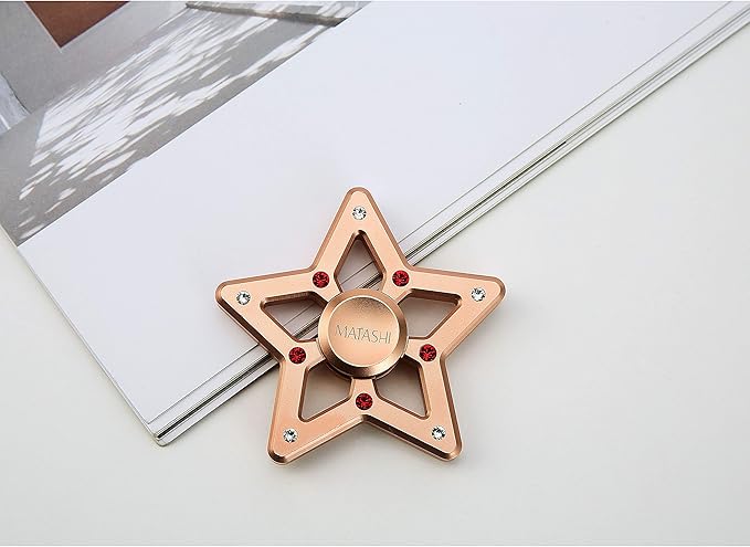 Matashi Rose Gold Hanging Christmas Tree Star Ornament Crystals, Christmas Decorations for Holiday Wedding Party Decoration, Tree Ornaments, Shiny, Metal Finish, Ribbons Included