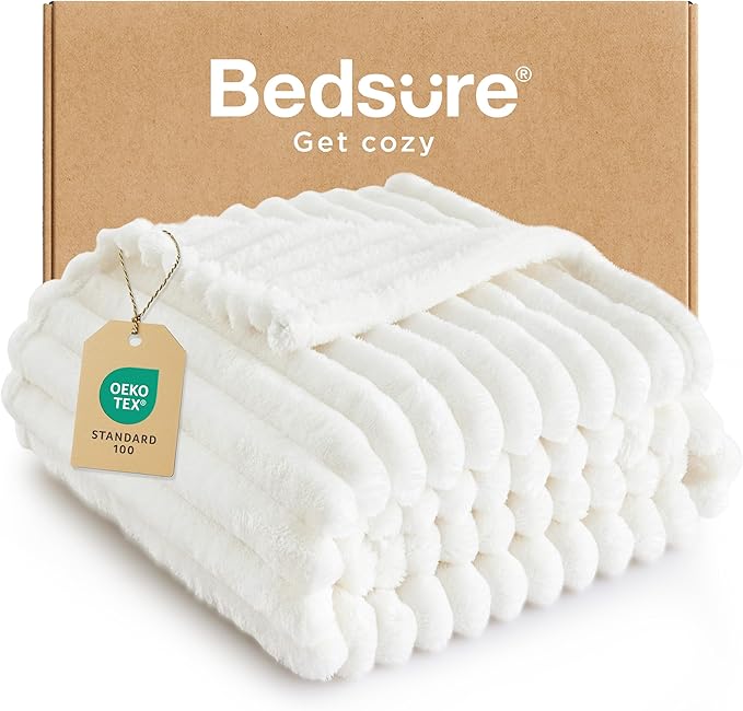 Bedsure GentleSoft White Throw Blanket for - Cozy Soft Blankets for Women, Cute Small Fleece Throws for Girls, House Bedroom Decor Aesthetic Gift for Women, Off White, 50x70 Inches