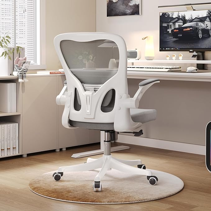 Ergonomic Office Chair, High-Back Mesh Desk Chair with Adjustable Height, Lumbar Support, Flip-Up Armrests,headrest,and Swivel Rolling Design for Home and Office Use