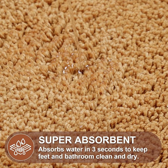 ORTIGIA Cute Scalloped Bath Mat, Fun Plush Microfiber Brown Bathroom Rugs Non Slip Washable Quick Dry Absorbent, Bath Rug for Shower Stall Vanities Kitchen Floor Entrance, 20x32