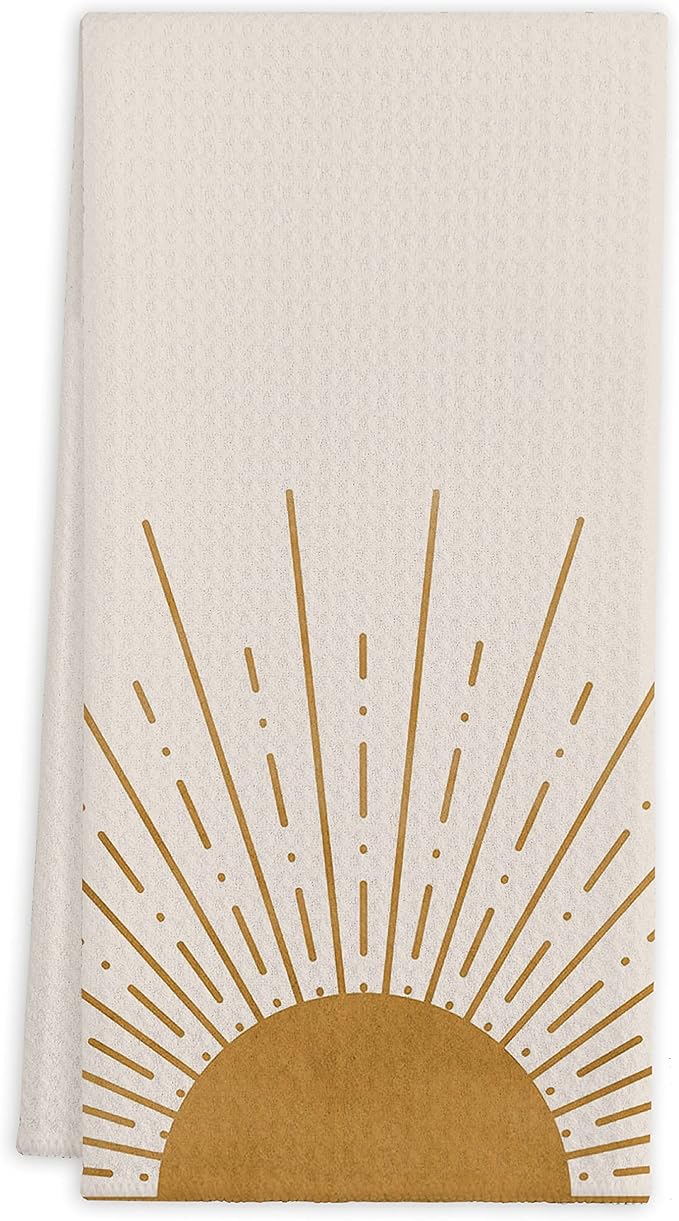 QIYUHOY Abstract Sun Sunset Sunshine Cotton Kitchen Towels Tea Towels 16x24