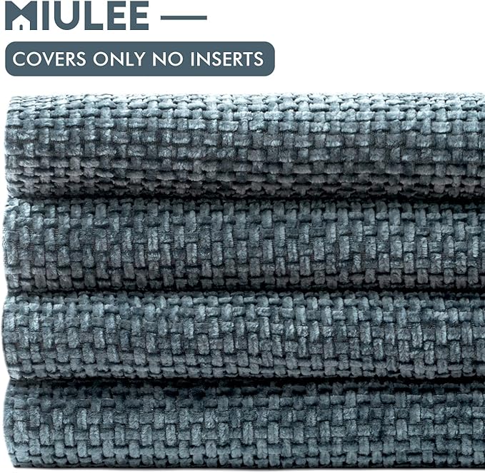 MIULEE Pack of 4 Throw Pillow Covers 20x20 Inch Navy Blue Soft Decorative Chenille Pillow Covers Farmhouse Accent Cushion Covers for Boho Home Decor Bedroom Living Room