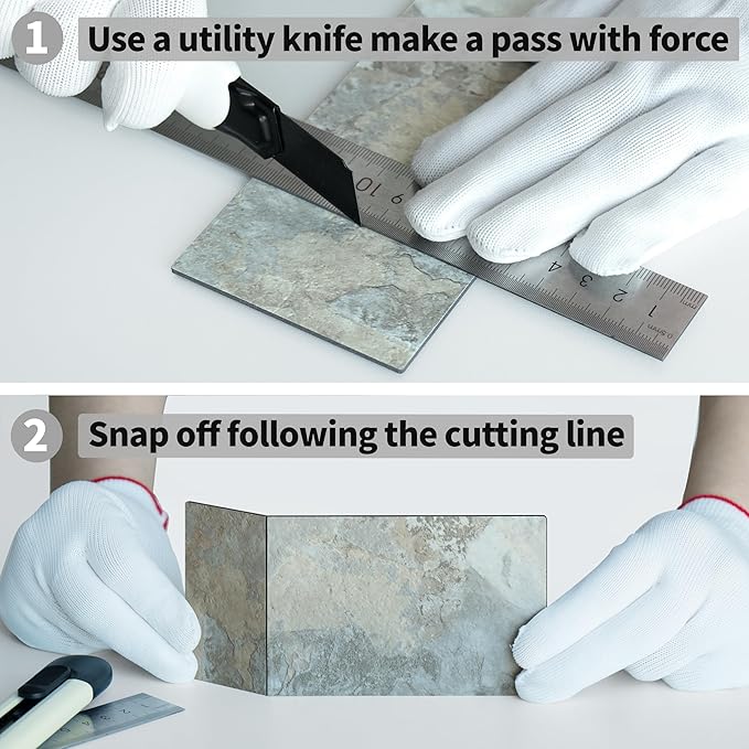 AULIGET 3" x 6" Subway Tile Peel and Stick Backsplash, Thick PVC Stick on Wall Tiles (4, Grey & Brown Slate)