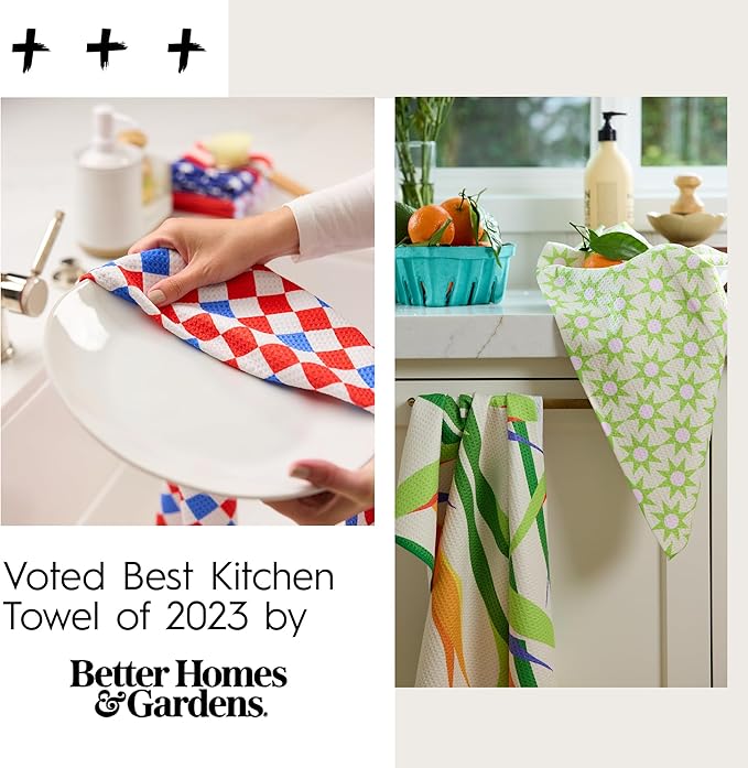 GEOMETRY Patriotic Kitchen Towels Quick Dry Microfiber Red White Blue Liberty Lines 4th of July Holiday
