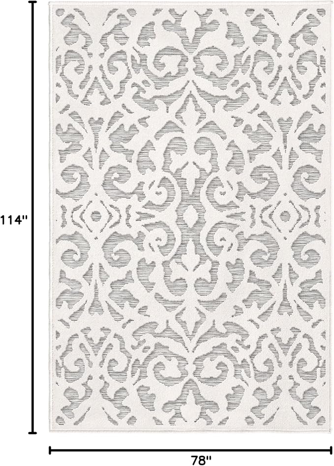 My Texas House Lady Bird Area Rug 6.6x9.6 Indoor Outdoor, Natural Grey