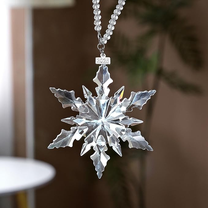 2025 Annual Christmas Ornaments Crystal Snowflake Star - Christmas Tree Ornaments Pendant Crystal Sun Catcher Home Hanging Decor