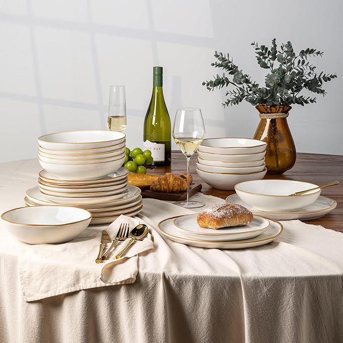 AmorArc Ceramic Dinnerware Sets,Handmade Reactive Glaze Stoneware Plates and Bowls Sets,Highly Scratch Resistant | Dishwasher & Microwave Safe Dishes Set,Service for 6 (18pc)