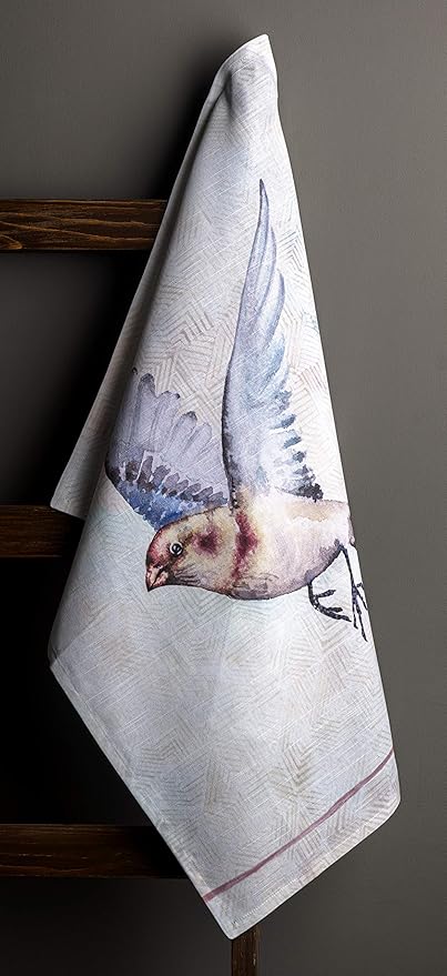 Maison d'Hermine Dish Towels 100% Cotton Absorbent Kitchen Towels Flying Birds Spring Summer Set of 3