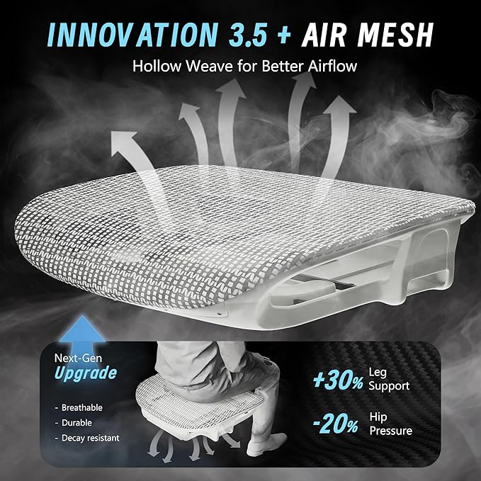 MOJAY High-Back Ergonomic Mesh Office Chair, Modern Executive Desk Chair with 6D Armrests Computer Task Chair (Grey Mesh 3-Zone Lumbar Support)