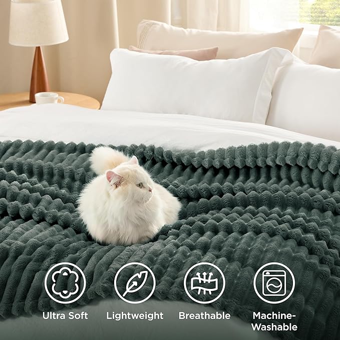 Bedsure GentleSoft Mallard Green Fleece Blanket for - Cozy Soft Blankets for Women, Cute Small Throws for Girls, 50x60 Inches