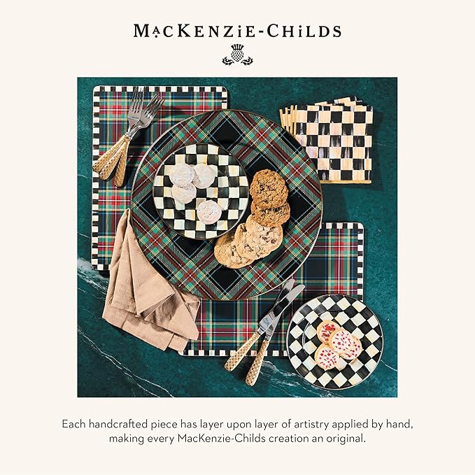 MACKENZIE-CHILDS Set of 4 Cork-Back Placemats, Hard-Finish Table Mats, Tartan Black