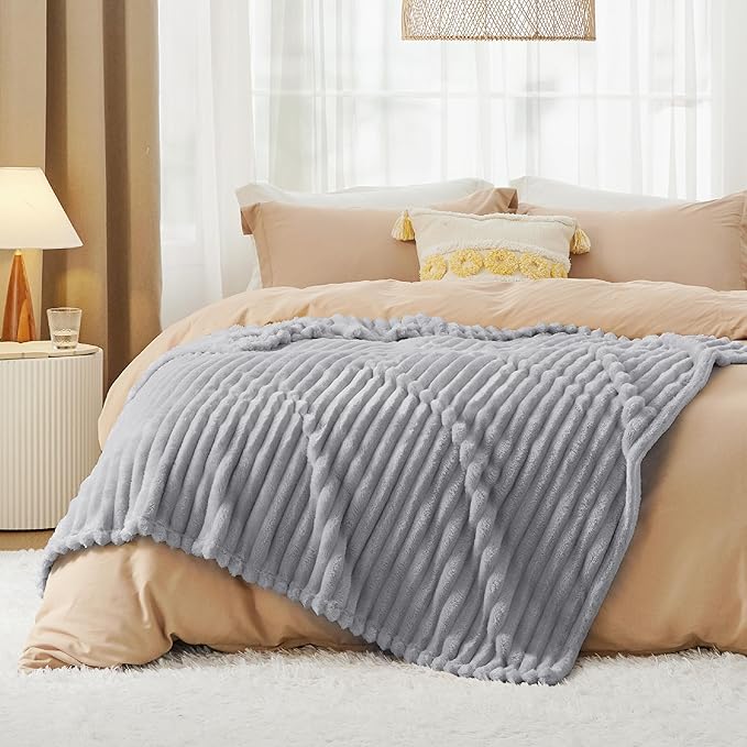 Bedsure Light Grey Fleece Blanket for - Super Soft Cozy Blankets for Women, Cute Small Throws for Girls, 50x70 Inches