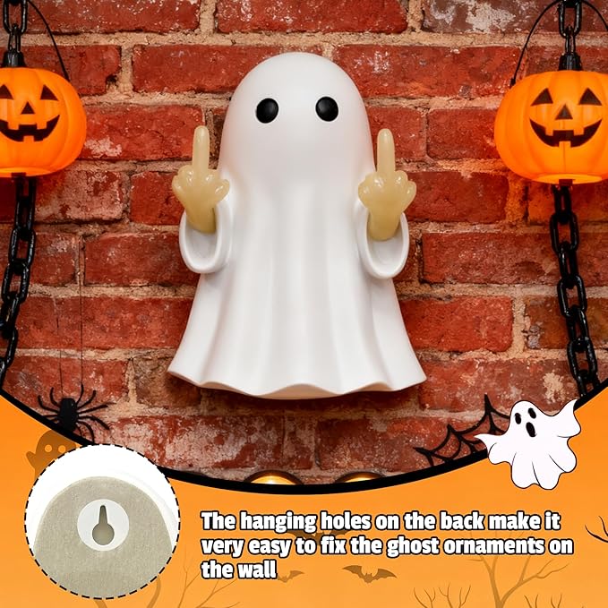 Halloween Ghost Figurine -7.5in Wall-Mounted Ghost Decorations, Cute Ghost Statue for Home, Desk, Party Porch Decor & Wall Decorations for Halloween