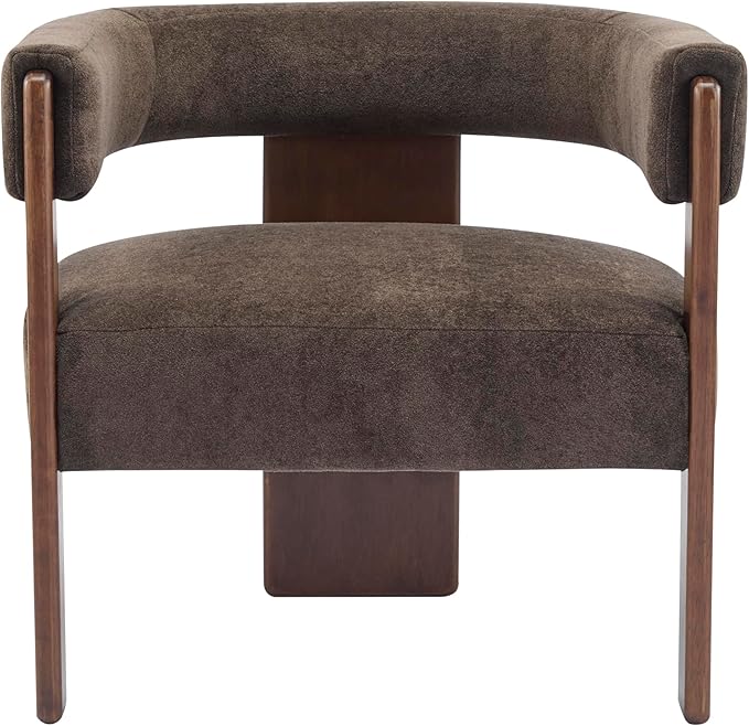 Christopher Knight Home Nettie Modern Accent Chair for Living Room, Velvet Fabric Single Lounge Sofa Chair with Wooden Frame, Comfy Reading Chair for Bedroom, Lounge Armchair with Cushion, Dark Brown