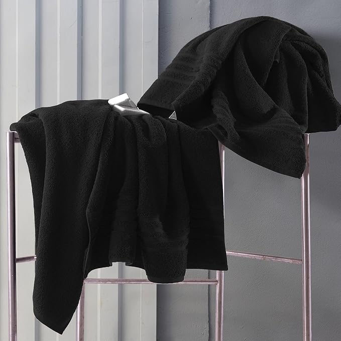 Hawmam Linen Jumbo Large Bath Sheets Towels 2 Pack Soft and Absorbent, Premium Quality 100% Cotton Towels Black
