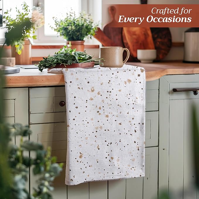 Maison d'Hermine Dish Towels 100% Cotton Absorbent Meadow Florals Beige Set of 3 Spring Summer