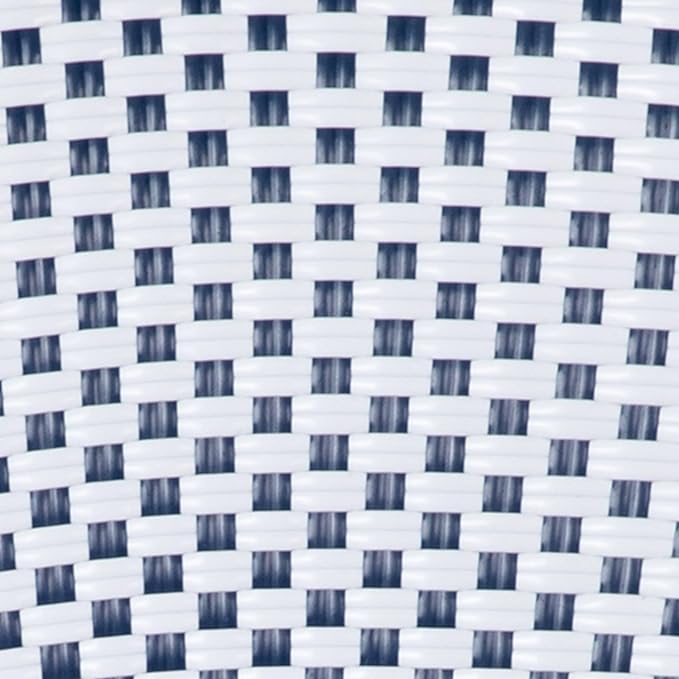 Martha Stewart Lily Pond Indoor Outdoor Stackable Bistro Outdoor Chairs with Natural Woodgrain Aluminum Frame Finish, White/Navy Woven Rattan Backrests/Seats, Set of 2