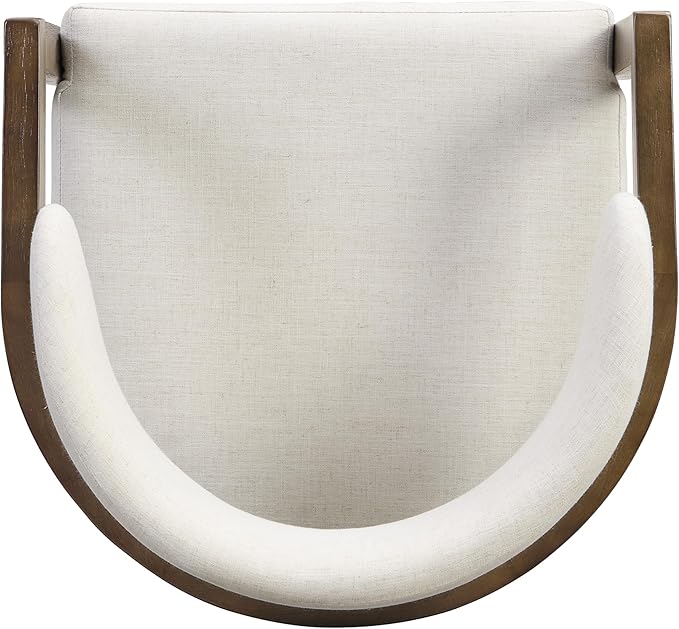 Christopher Knight Home Set of 2 Lanford Fabric Upholstered Dining Chairs, Curved Backrest Kitchen Side Chair, Soft Padded Seat&Back Cushion, Solid Wood Armchair, Ergonomic Extra Seat, Beige+Walnut