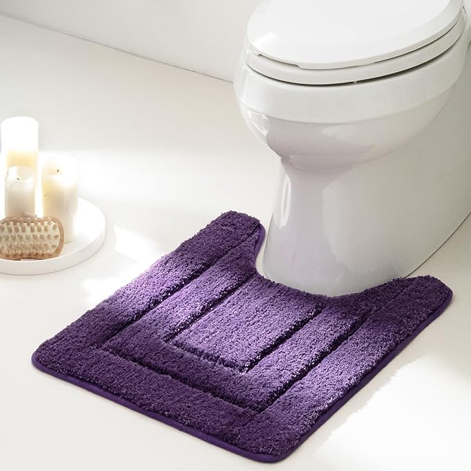 GRANNY SAYS Bathroom Toilet Rugs U Shaped, Bath Mats for Bathroom, Bath Rugs Non Slip Washable, Absorbent Microfiber Toilet Mat, Soft Plush Shaggy, 20" x 24", Purple