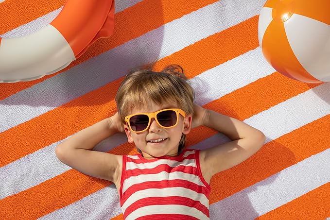 Utopia Towels 4 Pack Cabana Stripe Beach Towel, 30 by 60 Inches 100% Ring Spun Cotton Bath Towels for Beach, and Swim, Orange