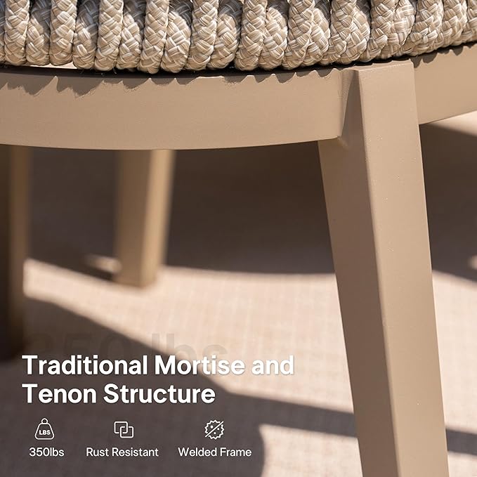 PURPLE LEAF Outdoor Dining Table Set for 6, Aluminum Outdoor Patio Table and Chairs Set with Olefin Cushions, 7 Pieces Patio Furniture Set for Garden or Deck, Beige