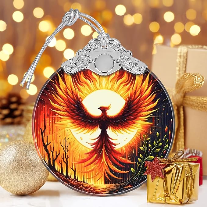 Phoenix Stained Glass Ornament, Christmas Ornaments, Christmas Tree Decorations, Phoenix Christmas Decor, Phoenix Ornaments for Christmas Tree, Holiday Presents, Gift Exchange Ideas
