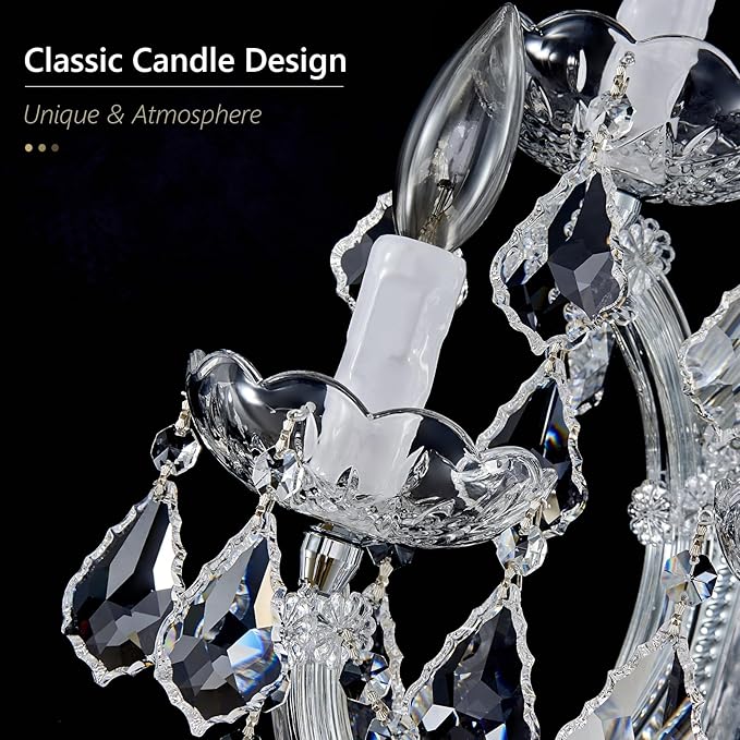 Modern Crystal Wall Sconce Lights- 6 Light Maria Theresa Crystal Wall Sconces Lighting Chrome Wall Lamp Chandelier Light Fixtures for Living Room Wall Sconce Light Walls Mounted Lamp