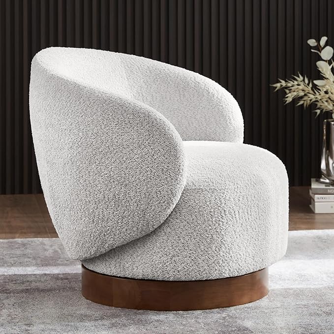 Swivel Accent Chair Round Barrel Armchair Upholstered Performance Fabric for Living Room Bedroom Reading Waitingroom,2 PCS,Light Grey