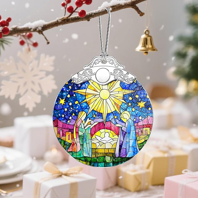 Christmas Ornament, Christmas Tree Decor, Christian Ornament, Nativity Scene, Religious Home Decor, Christian Gifts, Religious Gifts, Gift Exchange, Gift Idea - Pattern B