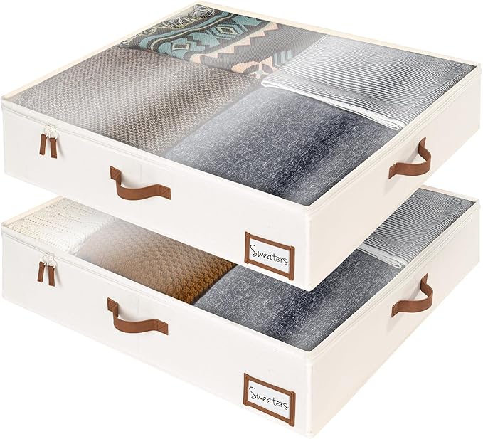 StorageWorks Underbed Storage Box, Under Bed Clothes Organizer With Sturdy Structure and Ultra Thick Fabric, 30" L x 28" W x 6" H, 2 pack