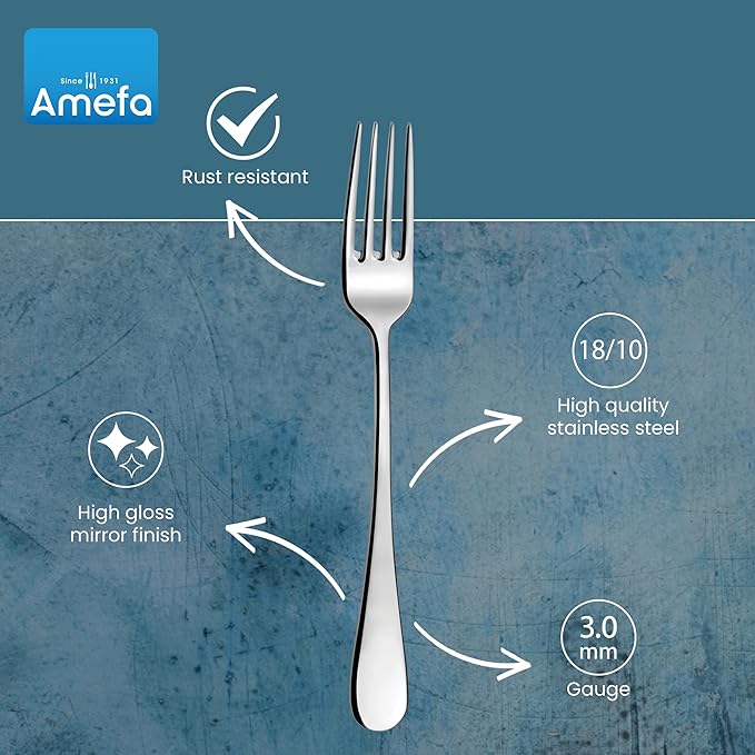 Amefa Venus 20-piece Premium 18/10 Stainless Steel Flatware Set, High Gloss Mirror Finish, Silverware Set Service for 4, Dishwasher Safe, Rust resistant Cutlery.