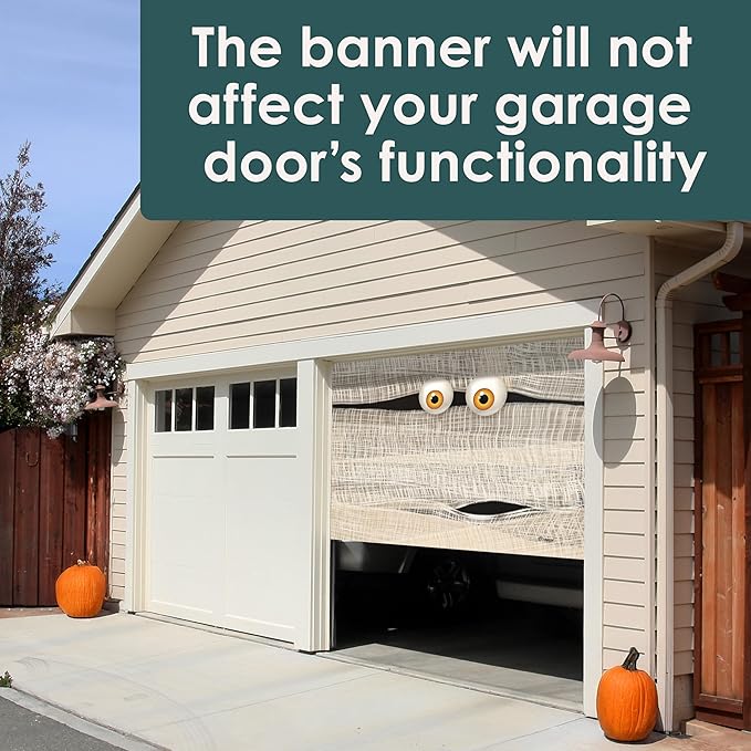 7' x 8' Mummy Halloween Single Garage Door Banner - Hauntingly Realistic Garage Decorations
