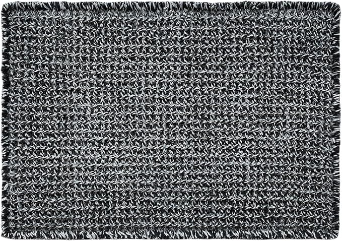 Black and White Bathroom Rugs, Waffle Bath Mat Non Slip Washable Super Absorbent Quick Dry Boho Farmhouse Bathroom Decor, 30"x20" Black and White