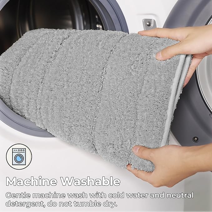 GRANNY SAYS Gray Bathroom Rugs, Bath Mats for Bathroom Non-Slip, Super Soft and Water Absorbent, Microfiber Bath Rugs, Machine Wash Dry, Bath Rugs for Floor, Tub and Shower, 16" x 24"