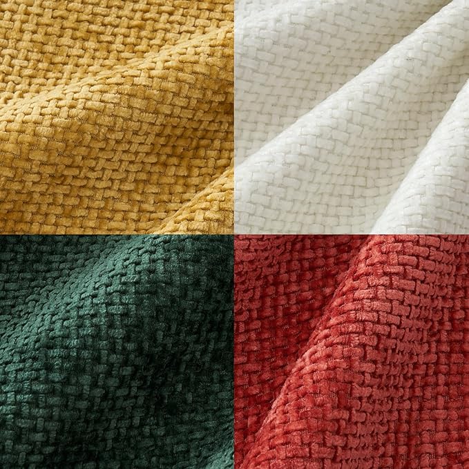 MIULEE Christmas Pack of 4 Throw Pillow Covers 16x16 Inch Christmas Red/Green Soft Decorative Chenille Pillow Covers Farmhouse Accent Cushion Covers for Boho Home Decor Bedroom Living Room
