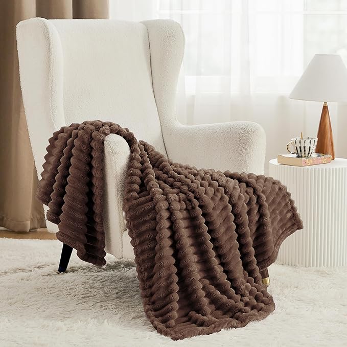 Bedsure GentleSoft Fondue Fudge Fleece Blanket for - Cozy Soft Blankets for Women, Cute Small Throws for Girls, 60x80 Inches