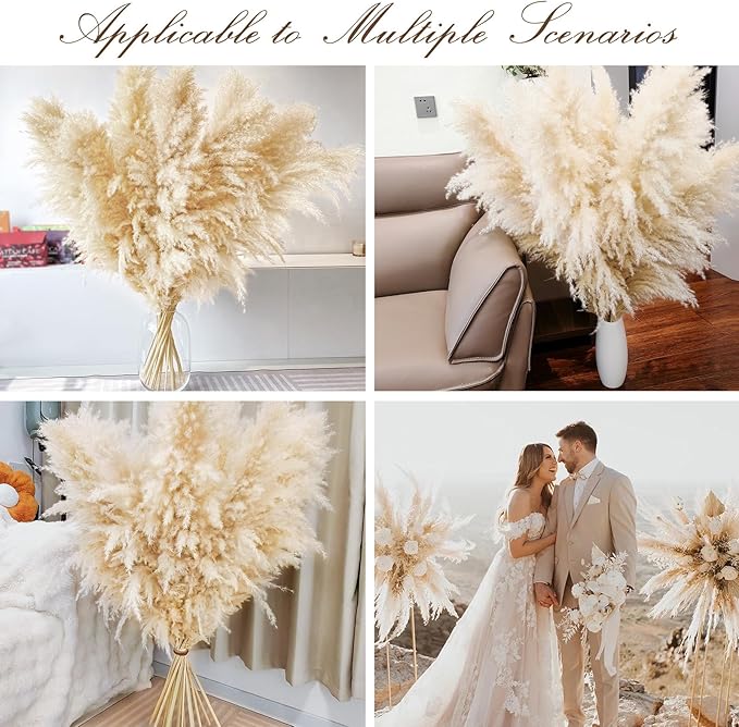 40" 11 PCS Dried Pampas Grass Decor Tall,Large Natural Beige pompas Grass,Tall Pampas Grass for Floor Vase,Wedding Decoration,Party,Farmhouse,Boho Home Decor,and Creating a Bohemian Ambiance