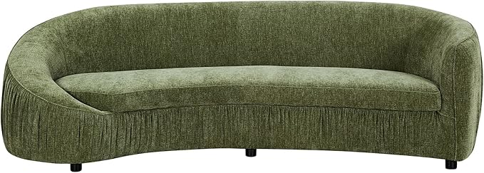 KEIKI 92" Oversized Curved Shaped Upholstered Modular Sectional Sofa, Minimalist 4-Seater Couch with Seat Cushions and Ergonomic Backrest, No Assembly Required, for Apartment, Living Room, Green