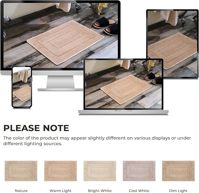 GRANNY SAYS Bathroom Rugs Non Slip, 20" x 32", Bath Rugs for Bathroom Washable, Bath Mats for Floor, Microfiber Bath Mat for Tub, Absorbent Bath Rugs for Bath, Khaki