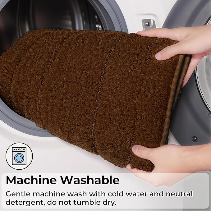 GRANNY SAYS Bathroom Rugs Non Slip 24" x 59", Bath Mats for Bathroom, Super Soft and Water Absorbent, Microfiber Washable Bath Rugs for Floor, Tub and Shower, Brown