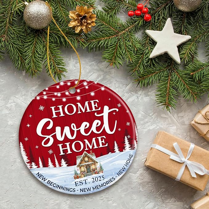 ZAGKOO New Home Ornament 2025, First House Ornament - New Home Gift Ideas - Best Housewarming Gifts 2025 - House Warming Gifts for Owners, Couples, Men, Women - Our First Christmas Ceramic Keepsake