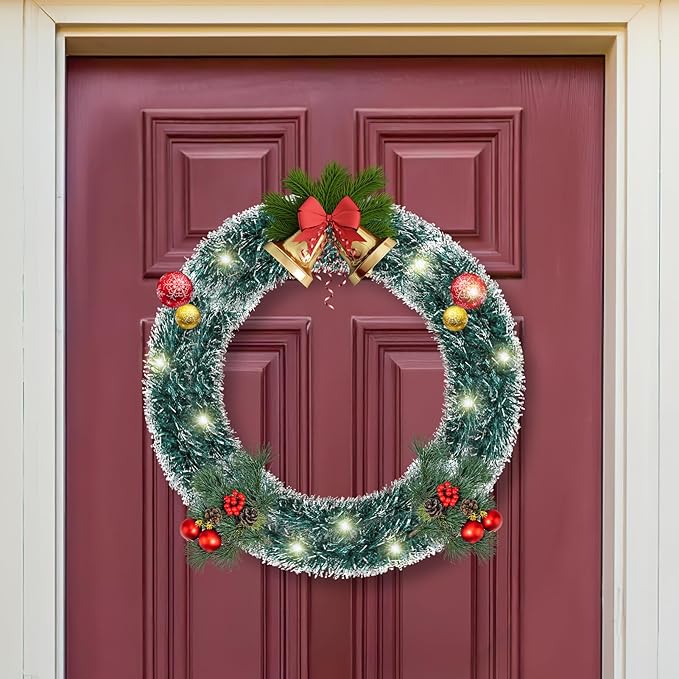 50ft Green & White Christmas Tinsel Garland - Metallic Glitter Twist Garland Hanging Streamers for Xmas Tree Decorations Indoor/Outdoor Decor