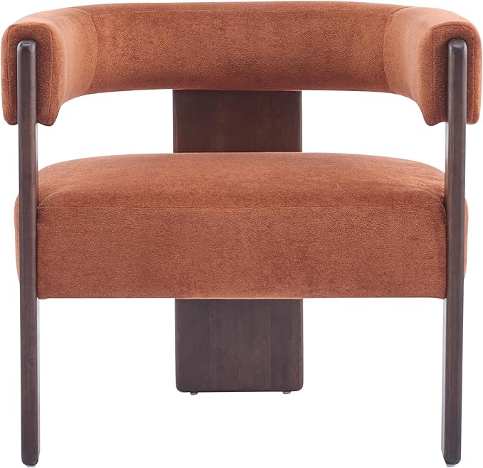 Christopher Knight Home Nettie Modern Accent Chair for Living Room, Velvet Fabric Single Lounge Sofa Chair with Wooden Frame, Comfy Reading Chair for Bedroom, Lounge Armchair with Cushion,Burnt Orange