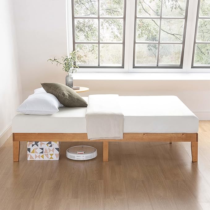 Mellow Naturalista Classic 12 Inch Solid Wood Platform Bed King, Natural Pine