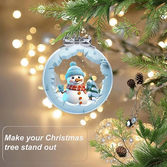 Snowman Ornaments for Christmas Tree Crystal Glass, Snowman Christmas Ornaments Xmas Decorations, Holiday Keepsake Present Exchange Ideas