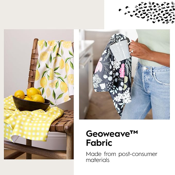 GEOMETRY Kitchen Towels Quick Dry Microfiber Premium Towel Pear Slices Lines 1 Pack