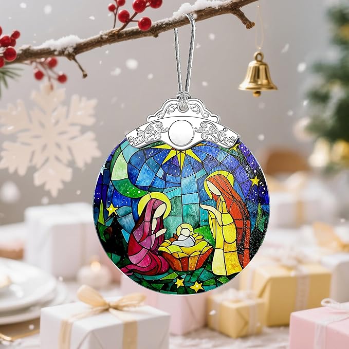 Christmas Ornament, Christmas Tree Decor, Christian Ornament, Nativity Scene, Religious Home Decor, Christian Gifts, Religious Gifts, Gift Exchange, Gift Idea - Pattern C