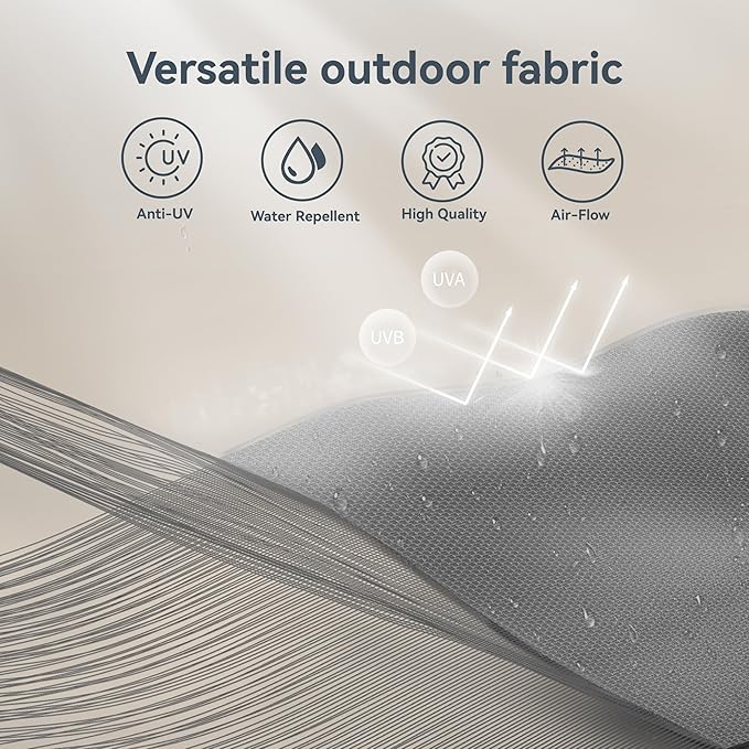 PHI VILLA 10ft Outdoor Patio Umbrellas for Outside, 3 Tier Vented Market Table Umbrella Windproof for Backyard, Deck, Garden, 1.5" Pole, Grey(No Base)