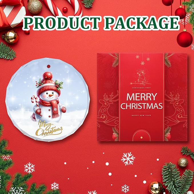 Snowman Ornaments, Christmas Ornaments, Crystal Glass Ornament Decoration for Christmas Tree, Xmas Holiday Decoration