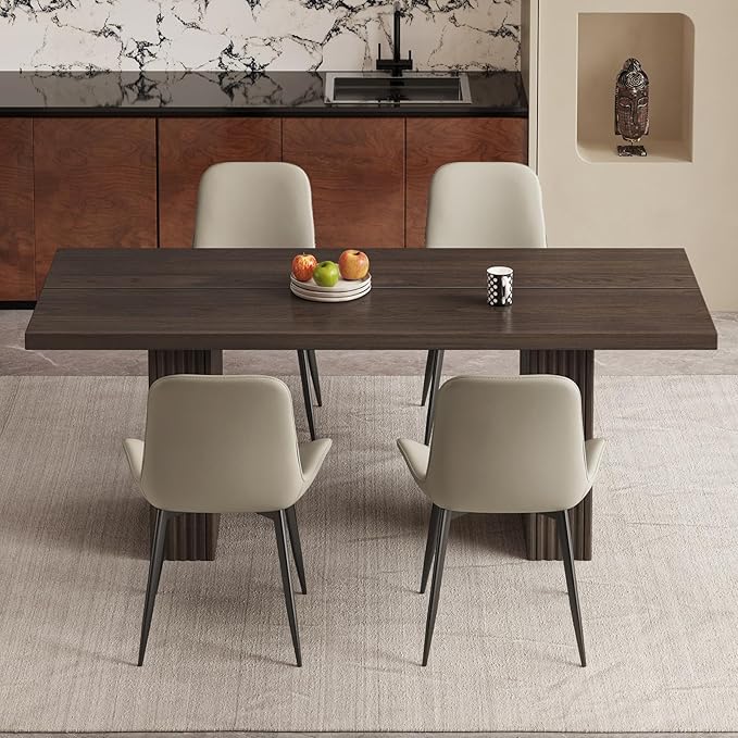 5-Piece Dining Table Set with 4 Chairs, 66.93" Rectangle Kitchen Table & Chairs Set for 4, Dining Room Table Perfect for Large Space, Easy Clean
